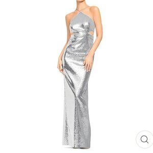 Aidan Mattox Silver Sequin Gown